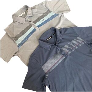 TravisMathew Polo Shirt Bundle Men’s Large Striped Performance Golf Casual (2)